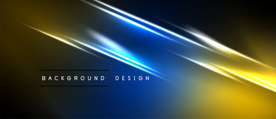 Fototapeta premium Abstract background features dynamic light streaks. Gold, blue gradients create modern visual effect. Minimalist design suits various projects.