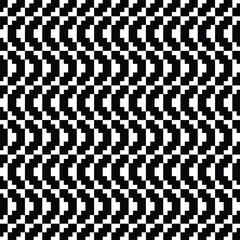 abstract black and white geometric seamless pattern featuring repeating shapes