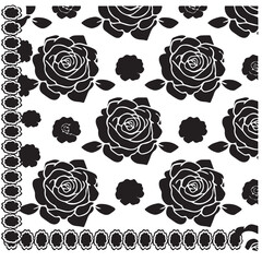 Black rose silhouette isolated on white canvas