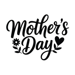 Fototapeta premium Mothers Day greeting with heart and flower design on transparent background