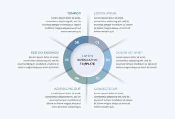 Circular chart infographic with six numbered segments