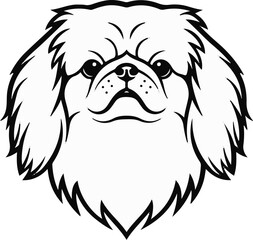 Line art portrait of a small, fluffy dog with expressive eyes