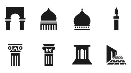Obraz premium Classic architectural silhouettes: arches, domes, columns, and towers
