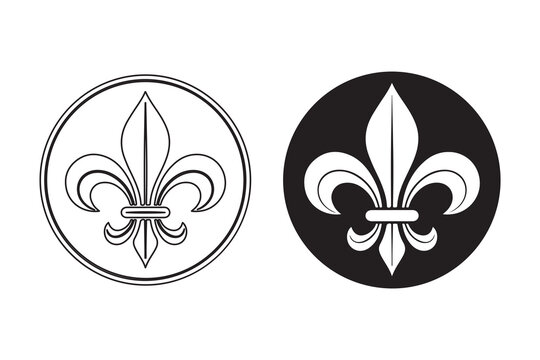 Fleur de lis symbol in circle shapes with black and white designs