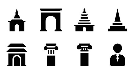 Obraz premium Collection of classic architectural silhouettes and monuments