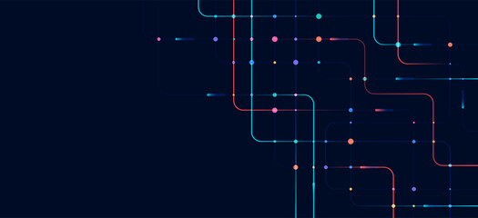 Fototapeta premium Circuit connect lines and dots. Network technology and Connection concept. Decentralized network nodes connections