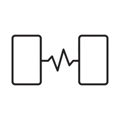 Connection and conflict icon. Communication signal, data transfer, or disagreement symbol. Minimalist vector line art illustration of a problem or link between two entities.