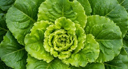 Lush Green Lettuce Close-Up, Fresh Produce, Organic Garden, Photography, Natural Environment, Aerial View, Healthy Living