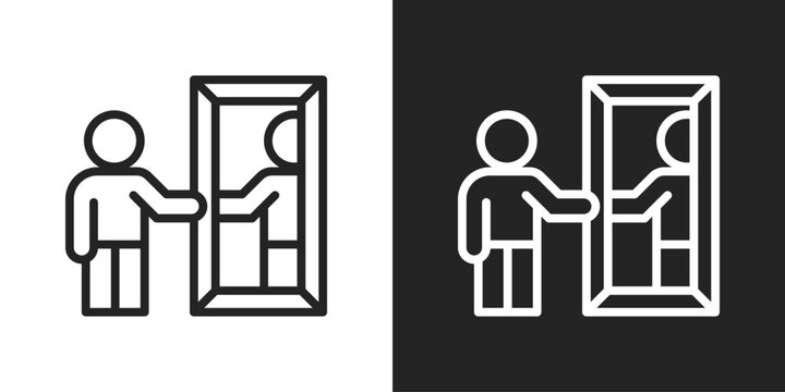 Self Reflection Icon In Black And White Outline Style