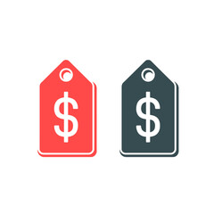 Obraz premium Red and gray price tags with dollar sign symbol on white background