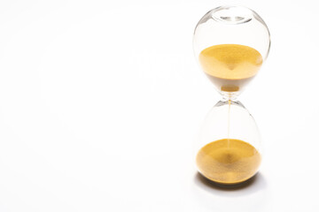 Minimal Hourglass Showing Flow of Time with Copy Space