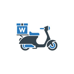 Obraz premium Food delivery scooter with a box on the back for takeout or pizza