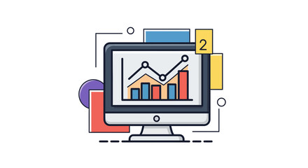 Obraz premium Computer screen displaying financial data analysis and business growth charts.