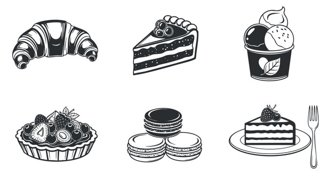 A collection of skyline illustrations featuring various modern buildings in black and white outline vector style, suitable for architectural themes and urban design projects