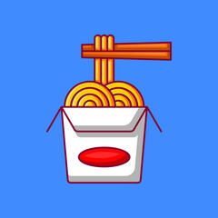 Instant Noodles Vector Icon Illustration On Isolated Background.
