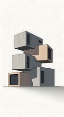 Fototapeta premium Modern stacked cube building architecture design.