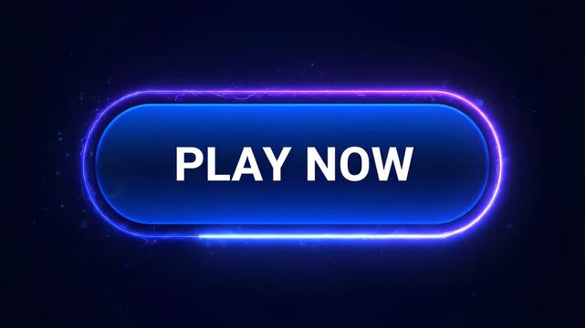 Cyber Neon Play Now UI Button with Electric Glow Particles and Light Streak Loop Animation