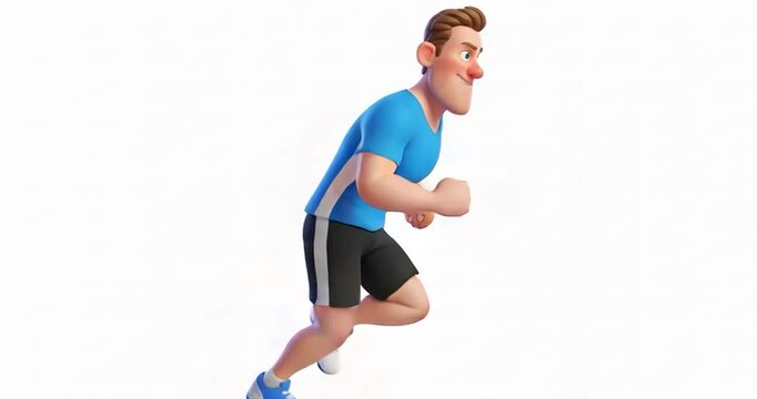 Animated male character running on a white background