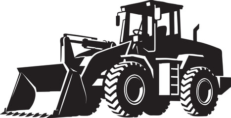 Black Wheel Loader Silhouette Isolated on White Background Heavy Equipment Vector © Myint