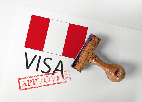  Peru Visa Approved with Rubber Stamp and flag
