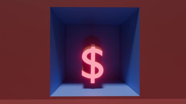 Inside the blue box or the boundary walls, the money symbol rises and falls sharply.