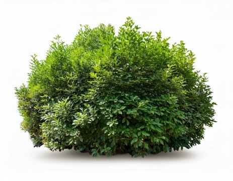 lush green shrubbery on isolated white background ideal for landscaping design and architectural visualization