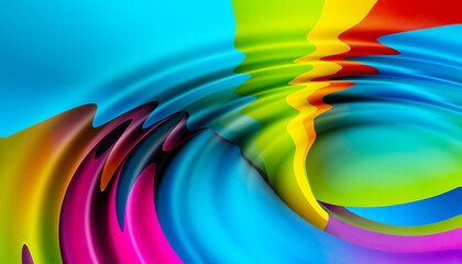 Bright abstract colorful liquid background, circles from a drop on multicolor water