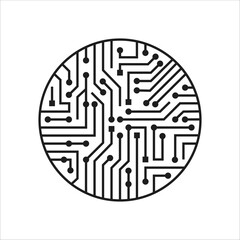 Obraz premium Modern Circular Circuit Board Pattern Graphic with Electronic Traces and Components