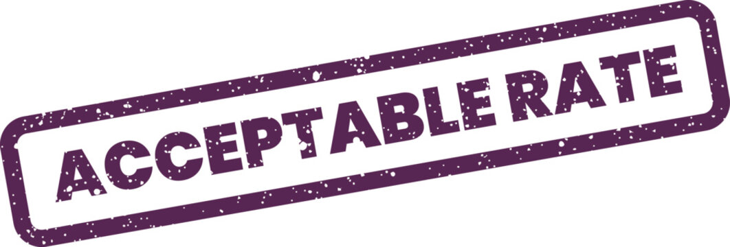 A rectangular grunge style rubber stamp featuring the phrase acceptable rate, suitable for approval documents