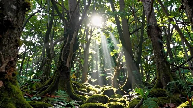 Enchanted Forest Floor with Sunlight and Moss for Fantasy Games