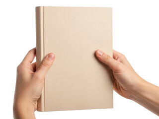 Obraz premium Hands holding closed book isolated on transparent background