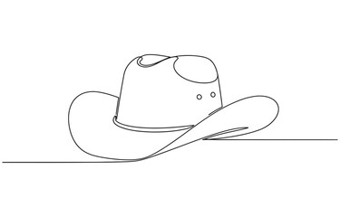 cowboy hat continuous one line drawing, Boater Hat Continuous Line Icon.