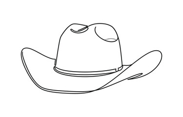cowboy hat continuous one line drawing, Boater Hat Continuous Line Icon.