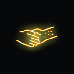 Obraz premium Yellow neon icon of a doctor examining a patient's arm with a skin rash