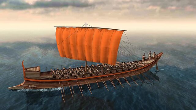 Bireme or ancient oared warship