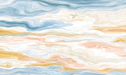 Fototapeta premium Abstract image with flowing, marbled textures in light blue, gold, and peachy hues