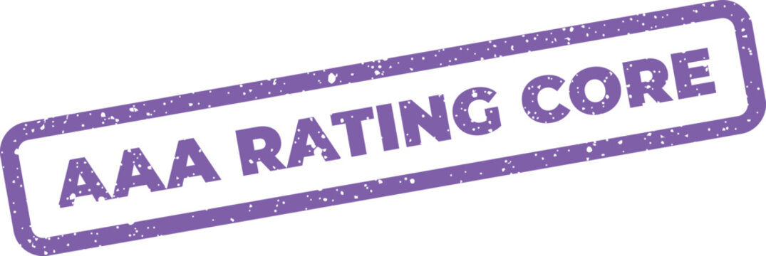 Distressed AAA RATING CORE stamp mark for fundamental business quality and essential service standard verification