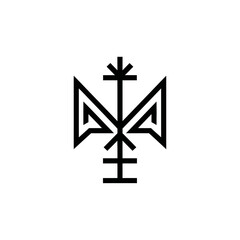 Abstract Geometric Symbol, Black Line Art, Minimalist Emblem, Modern Design Element