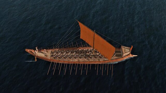 Top view of a bireme.