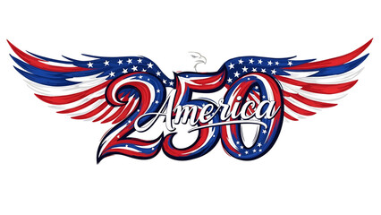 Patriotic logo with wings and stars on a white background