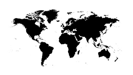 A black and white image of the world map