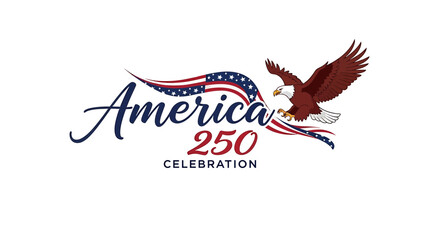 America 250 celebration logo with eagle and flag