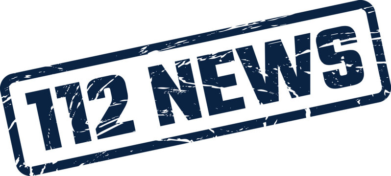 Distressed rectangular rubber stamp graphic presenting 112 NEWS for urgent announcements or critical updates