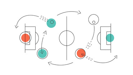 A diagram of a basketball play with several players