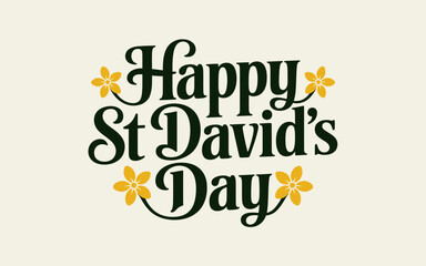 Happy st david's day celebration with yellow flowers
