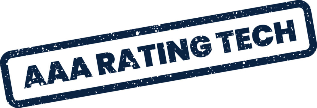 Distressed rectangular stamp featuring AAA RATING TECH text, indicating superior technological advancement and high industry standards