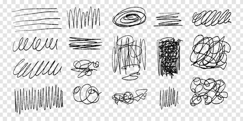 Hand-drawn scribble pen textures with messy squiggle lines, random doodle strokes and chaotic tangle patterns for creative design projects
