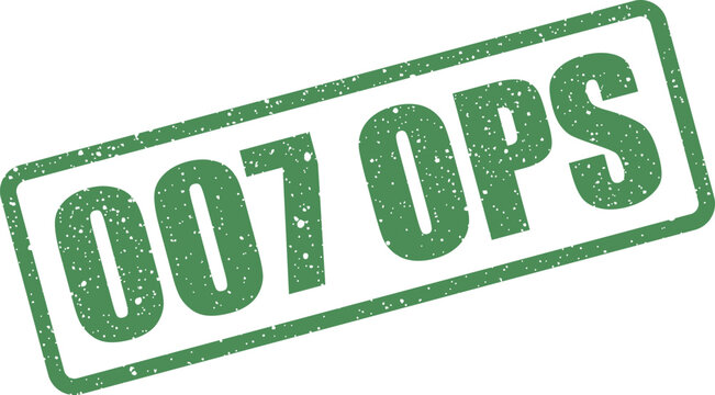 Distressed rectangular stamp graphic displaying a specific numerical code and abbreviated operations text