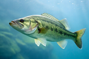 Fototapeta premium Isolated Largemouth Bass Swimming – Freshwater Gamefish PNG for Sport Fishing