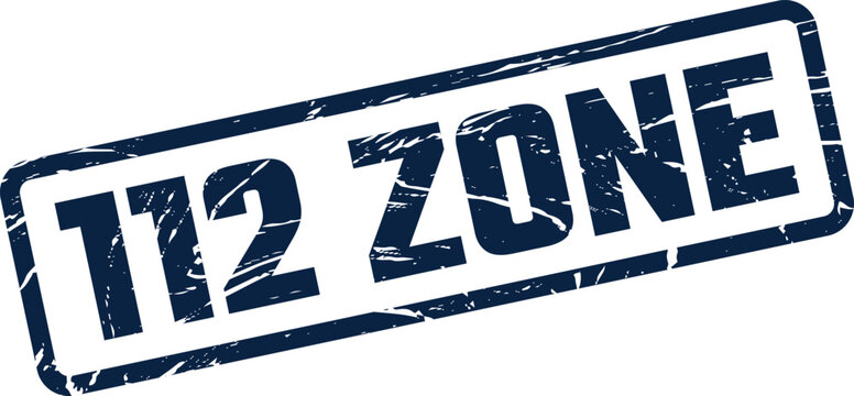 Distressed rectangular stamp icon featuring the designation 112 ZONE, useful for area identification or official marking
